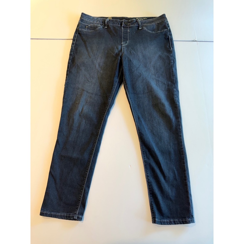 Hot in Hollywood Silky Denim Pull On Ankle Skinny Jeans Dark Wash Womens Large